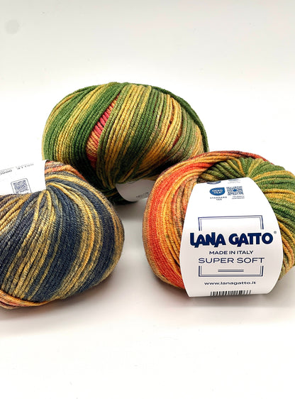 Lana Gatto SUPER SOFT Print Colors yarn ball – extra fine merino wool made in Italy