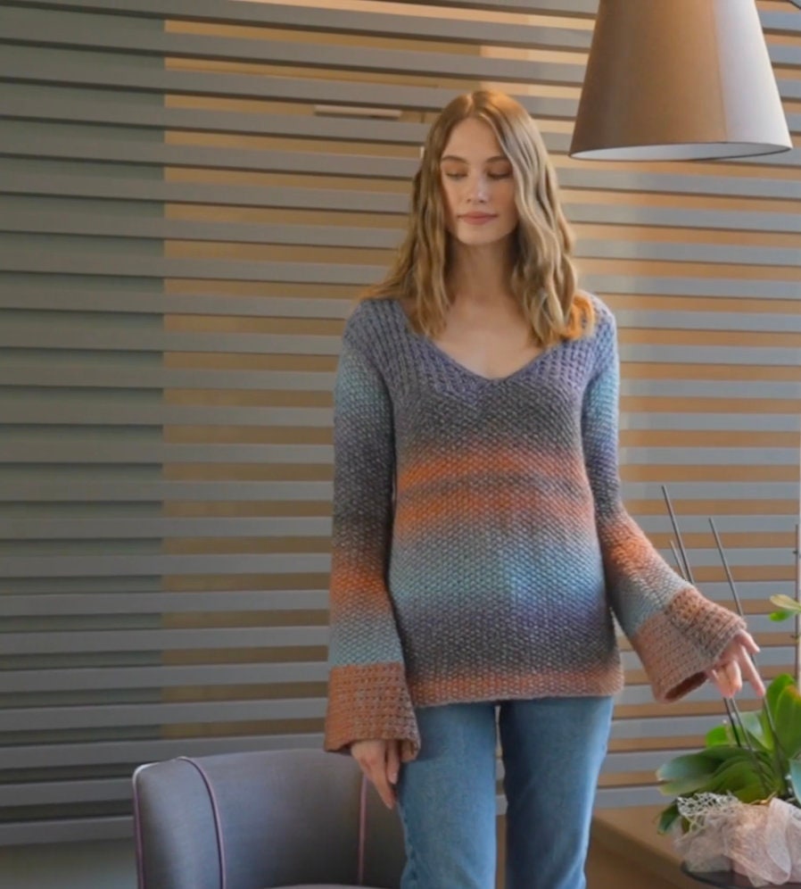 Luxury Lana Gatto CILE mouline gradient Aran yarn from Italy with soft wool acrylic blend for cozy sweaters, oversized cardigans, scarves, hats, and modern winter knitwear projects