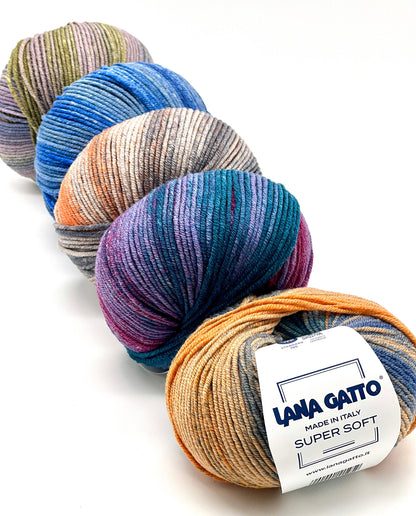 Lana Gatto SUPER SOFT Print Colors yarn ball – extra fine merino wool made in Italy