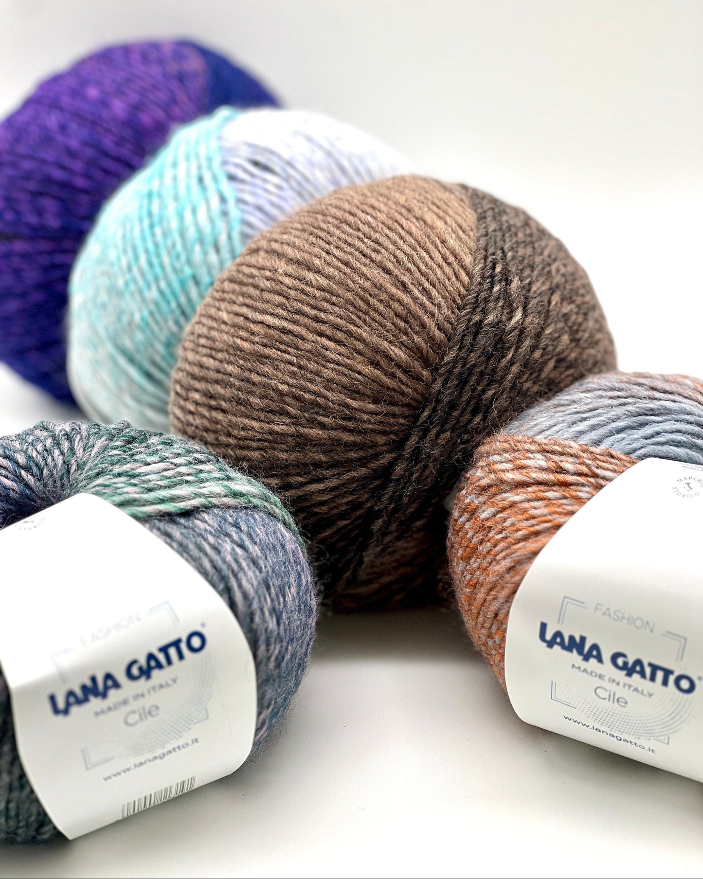 Luxury Lana Gatto CILE mouline gradient Aran yarn from Italy with soft wool acrylic blend for cozy sweaters, oversized cardigans, scarves, hats, and modern winter knitwear projects