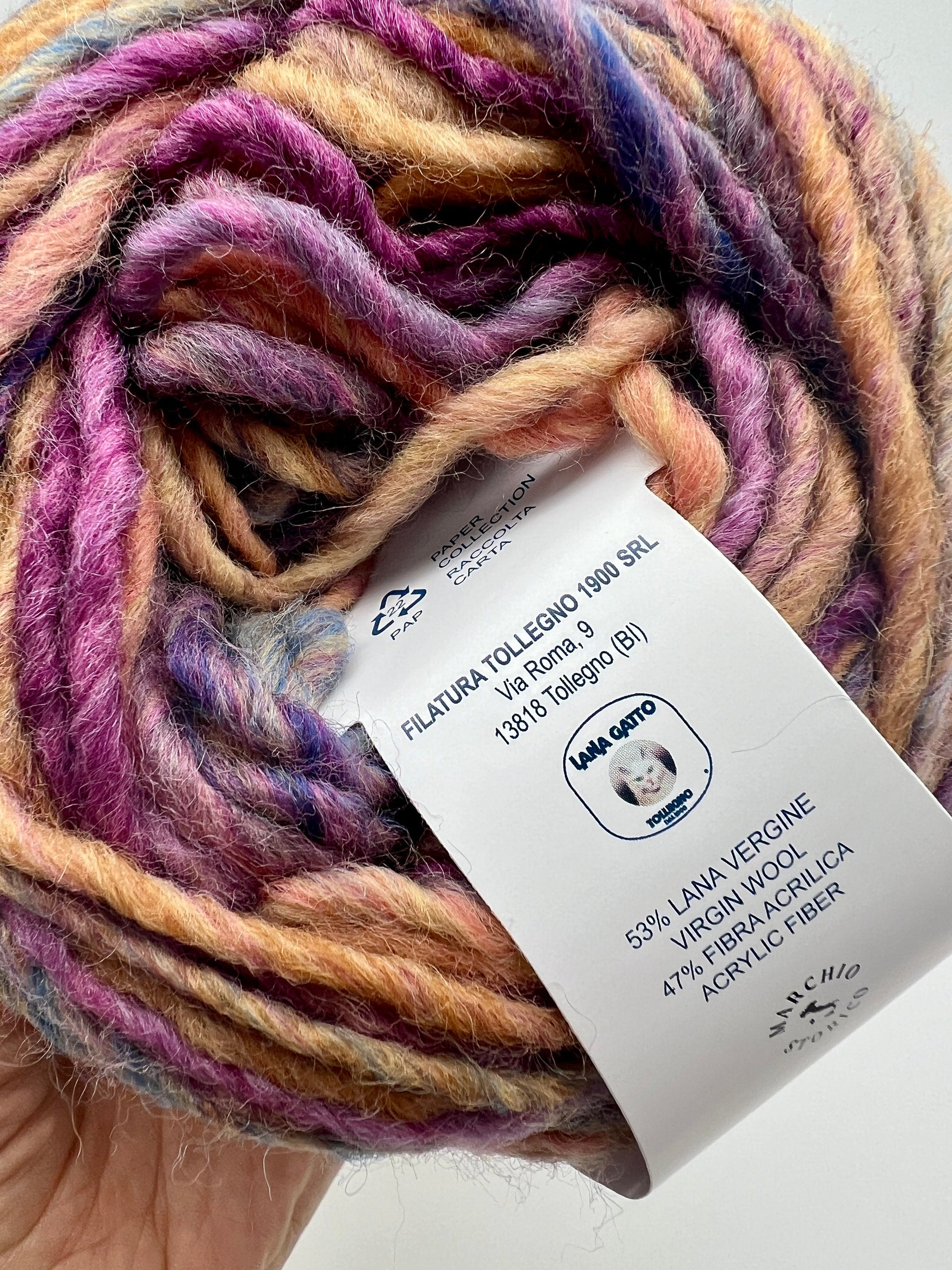 Lana Gatto MESSICO wool acrylic Aran yarn made in Italy with printed color transitions for sweaters cardigans scarves hats and cozy winter knitwear