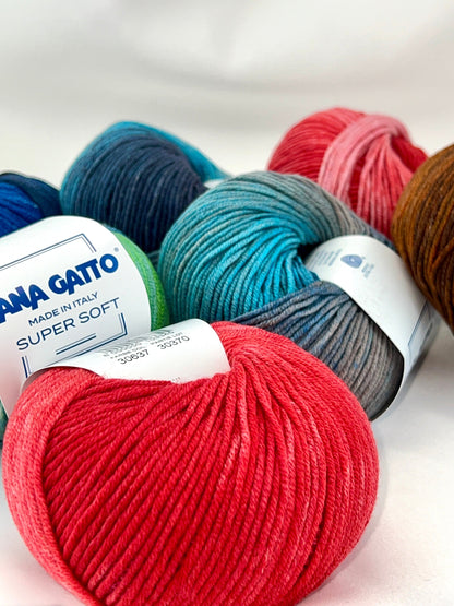 Lana Gatto SUPER SOFT Print Colors yarn ball – extra fine merino wool made in Italy