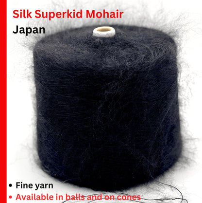 Silk Mohair Yarn HASEGAWA, Luxurious Ultra Soft Japanese Yarn Available on Cones and in Balls, Superfine Weight, 1200m/100g (1312y/3.52oz)