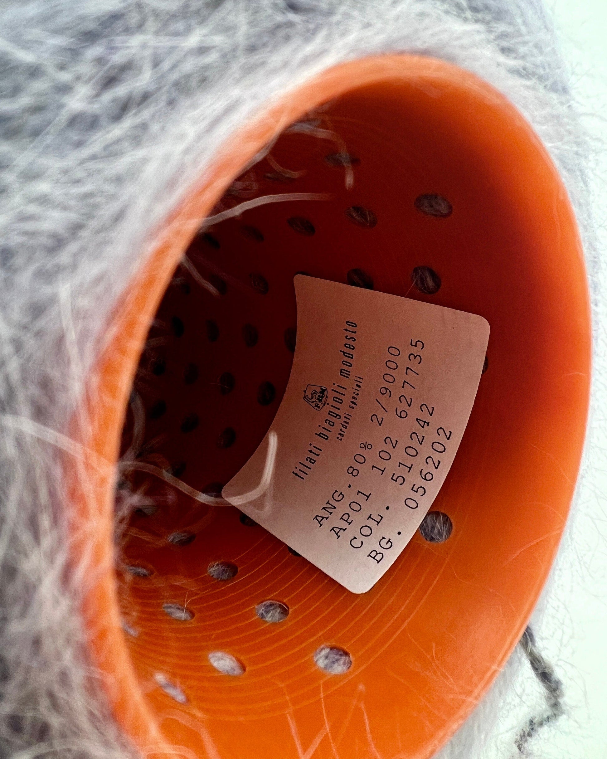 Filati Biagioli Modesto Italian angora lace yarn in soft fluffy texture, luxury light fingering yarn made in Italy, photographed by iDOKNiT for premium knitting and crochet projects