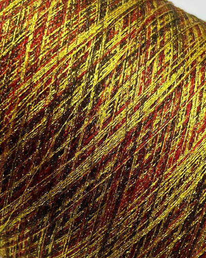 MISSONI DOMASO metallic lurex yarn cone in bright copper orange color, luxury Italian fashion-house yarn