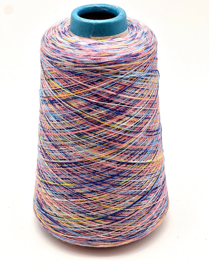 Rare MISSONI 100% Merino super fine yarn on cones. Features vibrant multicolor mixes like Violet Pink (806) and Green Orange (807). Premium Italian designer yarn available at iDOKNiT.com.