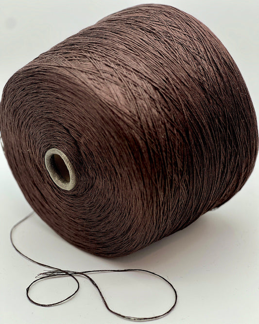 Premium iDOKNiT light fingering weight yarn, FRESCOLINO by RI.Go Italy. 100% pure linen fiber with an Nm 3900 count, providing 390m per 100g. Authentic Italian-made plant fiber curated by iDOKNiT in shade 957 Chocolate, perfect for breathable, durable, and elegant summer hand or machine knitting.
