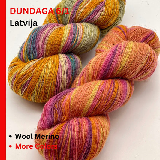 Dundaga hand dyed multicolored Latvian wool and merino fingering weight yarn from iDOKNiT