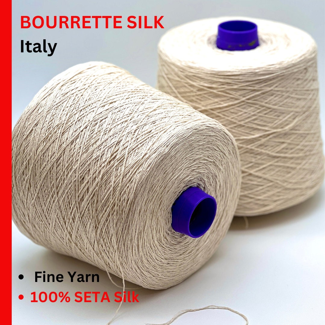 Filati Buratti BOURRETTE SILK 100% pure Italian bourette silk yarn with a matte rustic texture for luxury lace weight knitting and crochet at iDOKNiT.