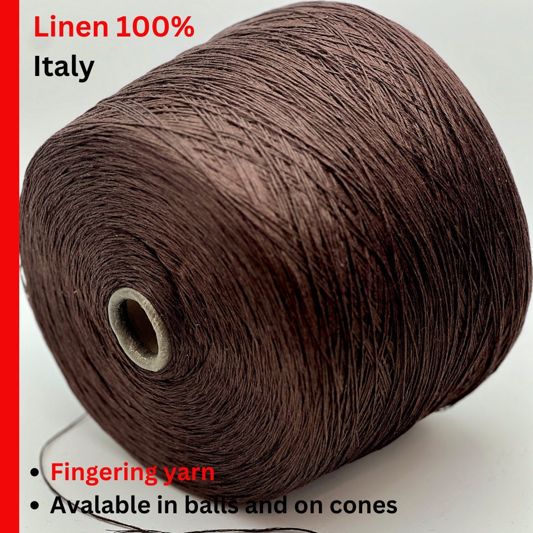 Premium iDOKNiT light fingering weight yarn, FRESCOLINO by RI.Go Italy. 100% pure linen fiber with an Nm 3900 count, providing 390m per 100g. Authentic Italian-made plant fiber curated by iDOKNiT in shade 957 Chocolate, perfect for breathable, durable, and elegant summer hand or machine knitting.