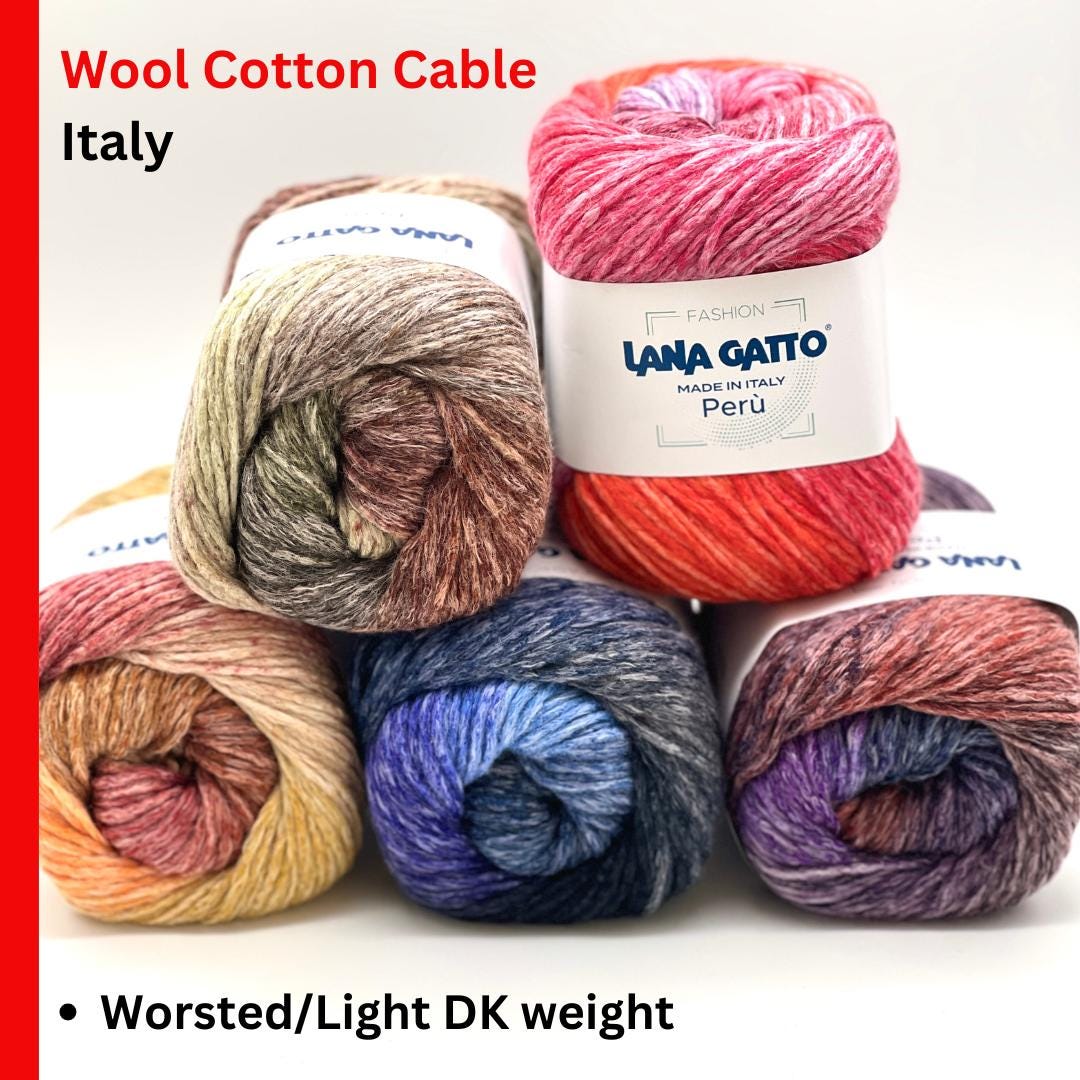 Lana Gatto Peru superwash wool cotton gradient yarn balls from iDOKNiT
