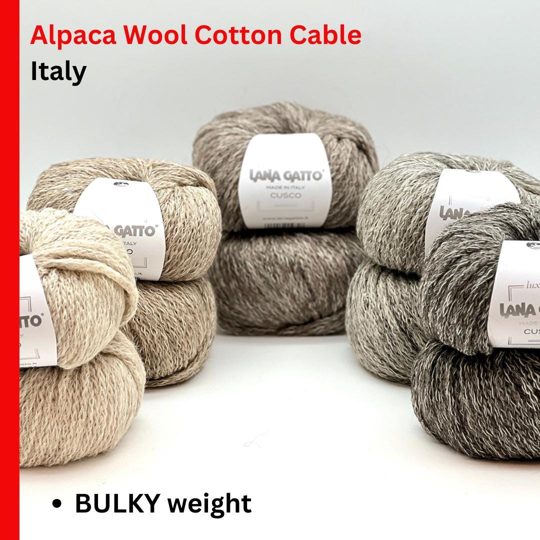 lana gatto cusco chunky chain yarn alpaca wool cotton italy 150m
luxury italian chain yarn lana gatto cusco alpaca wool cotton blend
soft chunky cable yarn for sweaters scarves hats lana gatto cusco
lana gatto cusco marled chain yarn natural beige gray brown tones
alpaca wool cotton chain construction yarn close-up texture italy