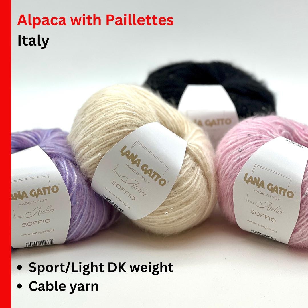 Lana Gatto Soffio alpaca merino wool sequined DK weight Italian yarn from iDOKNiT