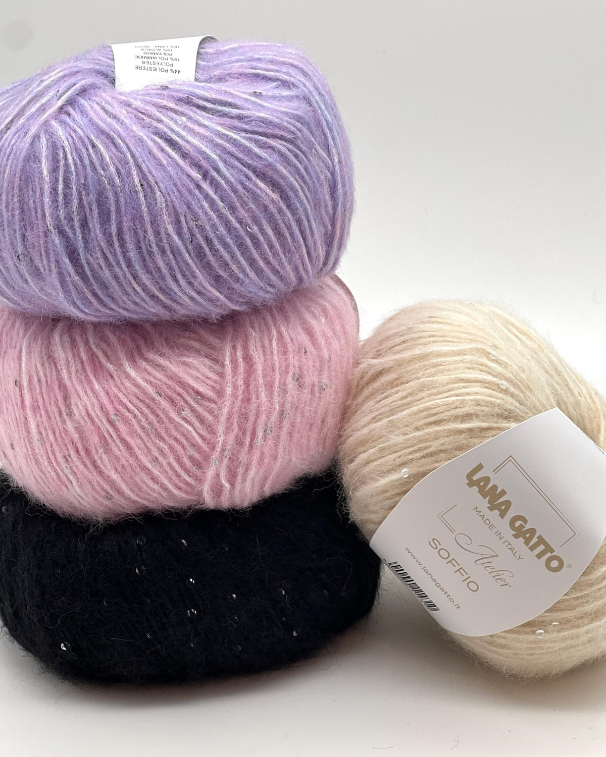 Lana Gatto Soffio alpaca merino wool sequined DK weight Italian yarn from iDOKNiT
