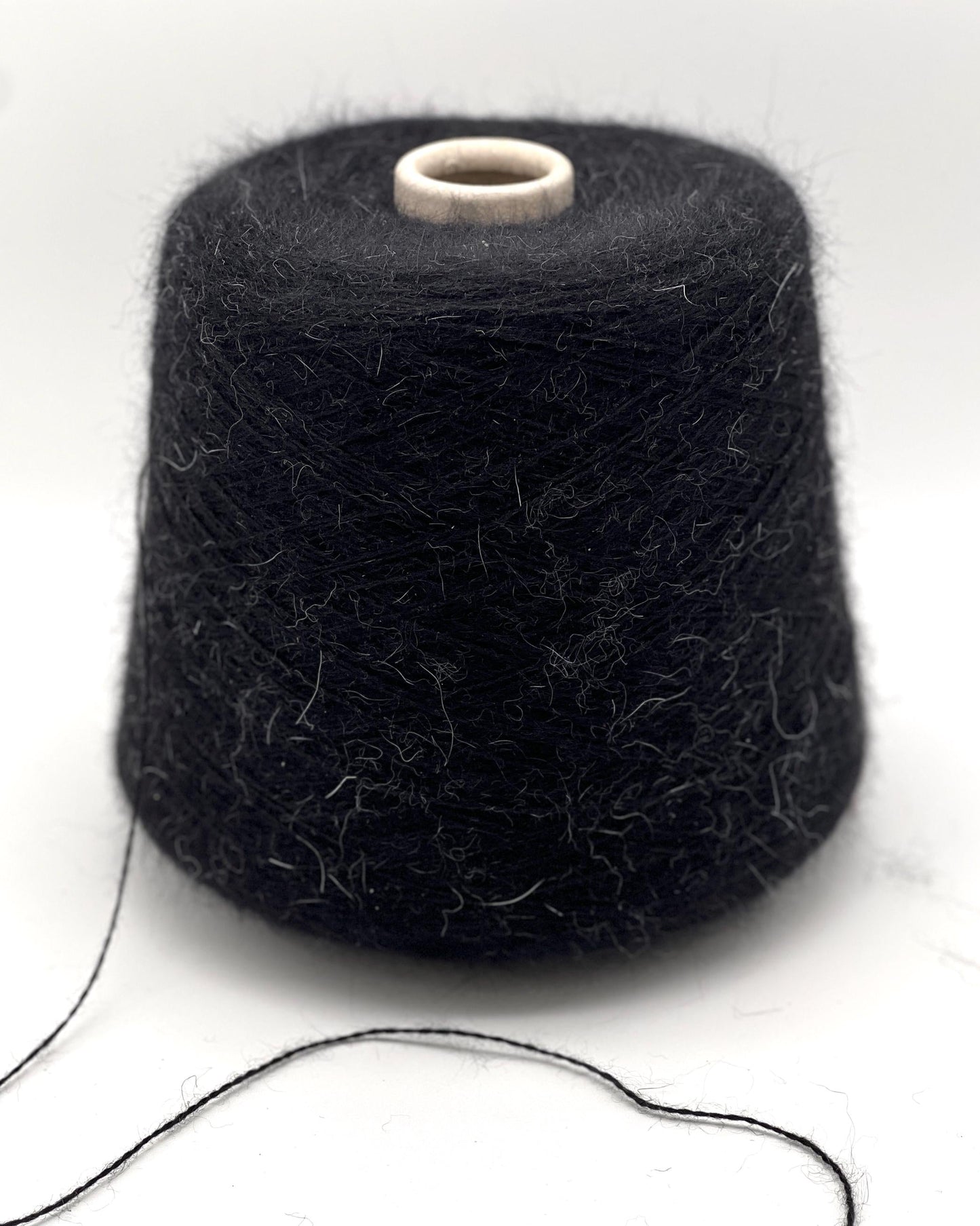 FILATI POWER AURORA black Superkid Mohair yarn cone, Italian lace weight mohair blend for sweaters, shawls, cardigans, and luxury knitting