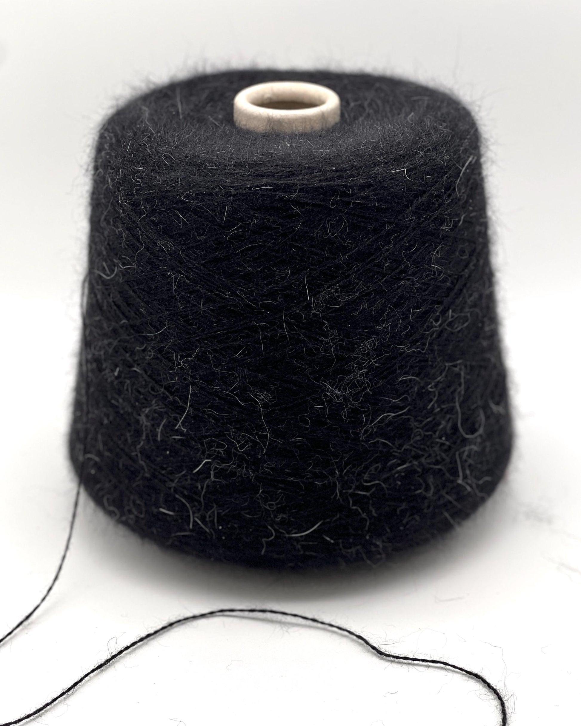FILATI POWER AURORA black Superkid Mohair yarn cone, Italian lace weight mohair blend for sweaters, shawls, cardigans, and luxury knitting