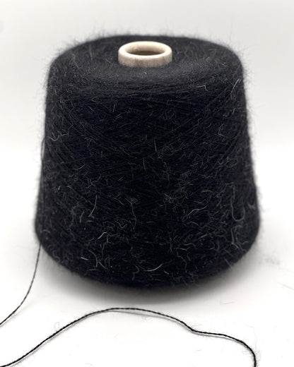FILATI POWER AURORA black Superkid Mohair yarn cone, Italian lace weight mohair blend for sweaters, shawls, cardigans, and luxury knitting