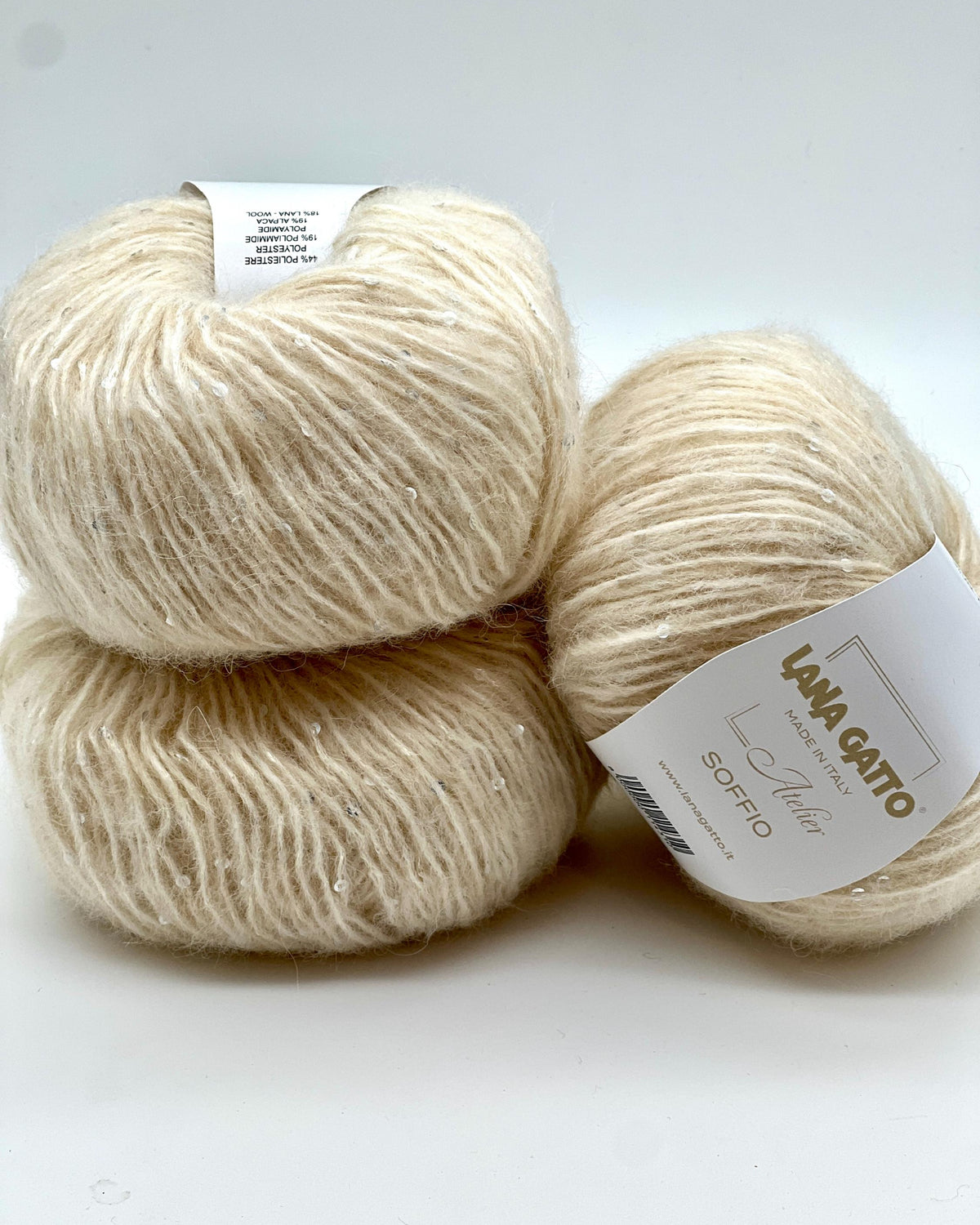 Lana Gatto Soffio alpaca merino wool sequined DK weight Italian yarn from iDOKNiT