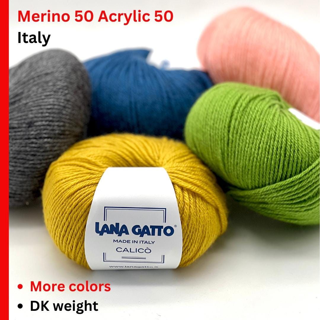 Lana Gatto Calico 50 percent virgin wool 50 percent acrylic shrinkproof DK weight Italian yarn from iDOKNiT