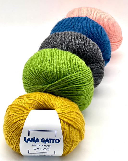 Lana Gatto Calico 50 percent virgin wool 50 percent acrylic shrinkproof DK weight Italian yarn from iDOKNiT