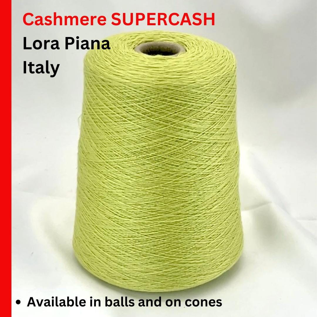 Loro Piana SUPERCASH 100% cashmere lace yarn in Fluo Lemon, iDOKNiT shop