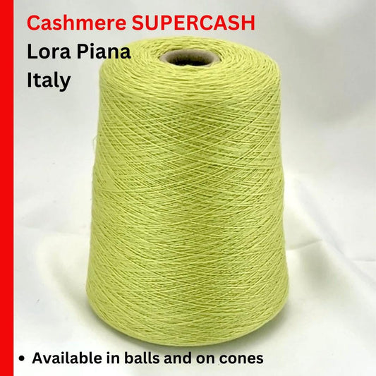 Loro Piana SUPERCASH 100% cashmere lace yarn in Fluo Lemon, iDOKNiT shop