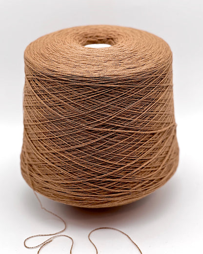 Exclusive iDOKNiT lace weight yarn, VIGOGNA by RiGo Italy. A high-quality blend of 10% cashmere and 90% merino wool in a 2/23 count, providing 1150m per 100g. Curated by iDOKNiT in 1276 Pink and 1277 Camel. Authentic Italian-made luxury fiber for ultra-soft, delicate garments with a refined finish.