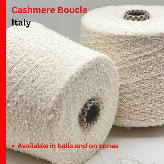 Biagioli Modesto Cashmere Bouclé Italian yarn at iDOKNiT. 86% Cashmere fine weight with soft loop texture. Luxury high-yield fiber for iDOKNiT.com.