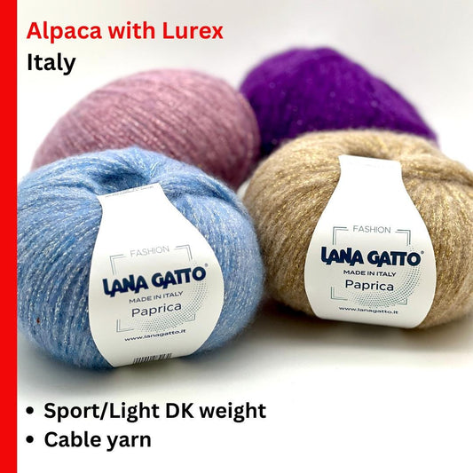 Пряжа из альпаки с люрексом, PAPRICA, лимитированная серия от Ланы Гатто, вес DK, 175 м/50 г (382 ярда/1,76 унции)