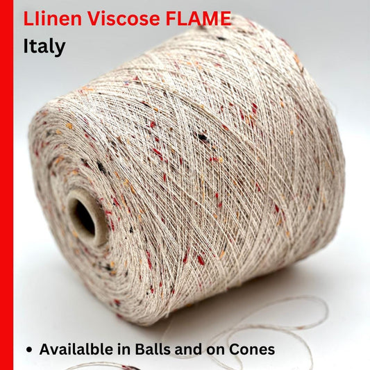Profilo Flame linen viscose tweed lace weight yarn in balls from iDOKNiT
