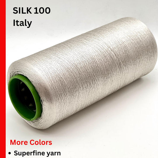SILK Yarn, 100% Pure MULBERRY Silk, Premium Italian Yarn by Botto Giuseppe, Available on Cone, Extra Fine Yarn, 3000m/100g (3281y)