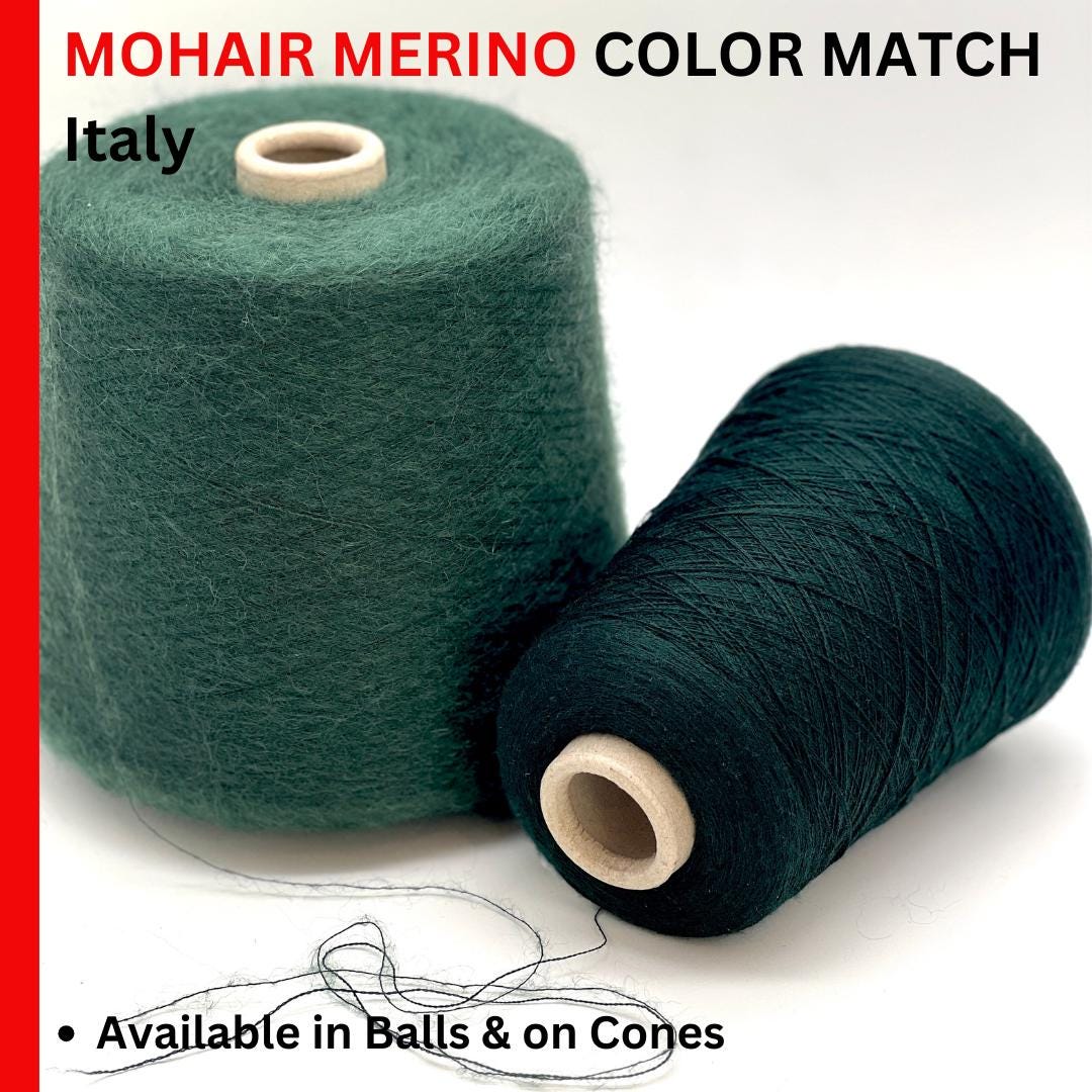 AURORA Mohair and Merino Yarn, Premium Italian Yarn in Matching Color Mix, Available on Cones or in Balls, Ideal for Lace Knitting, Weight Varies