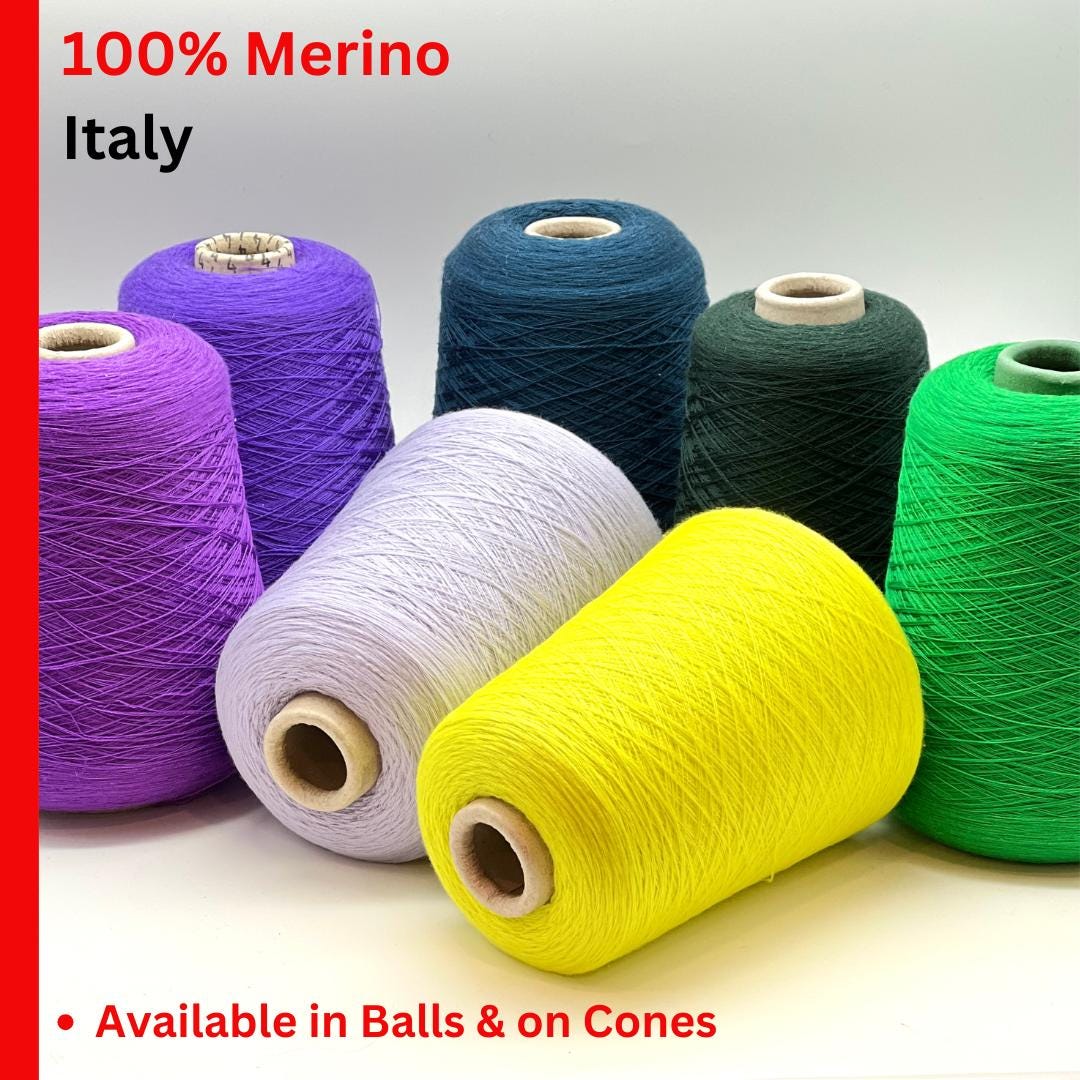 Merino Yarn, NEW ROYAL, Premium Italian Yarn by Fullonica, Balls or Cones, Lace Weight, 1500m/100g (1640y/3.52oz)