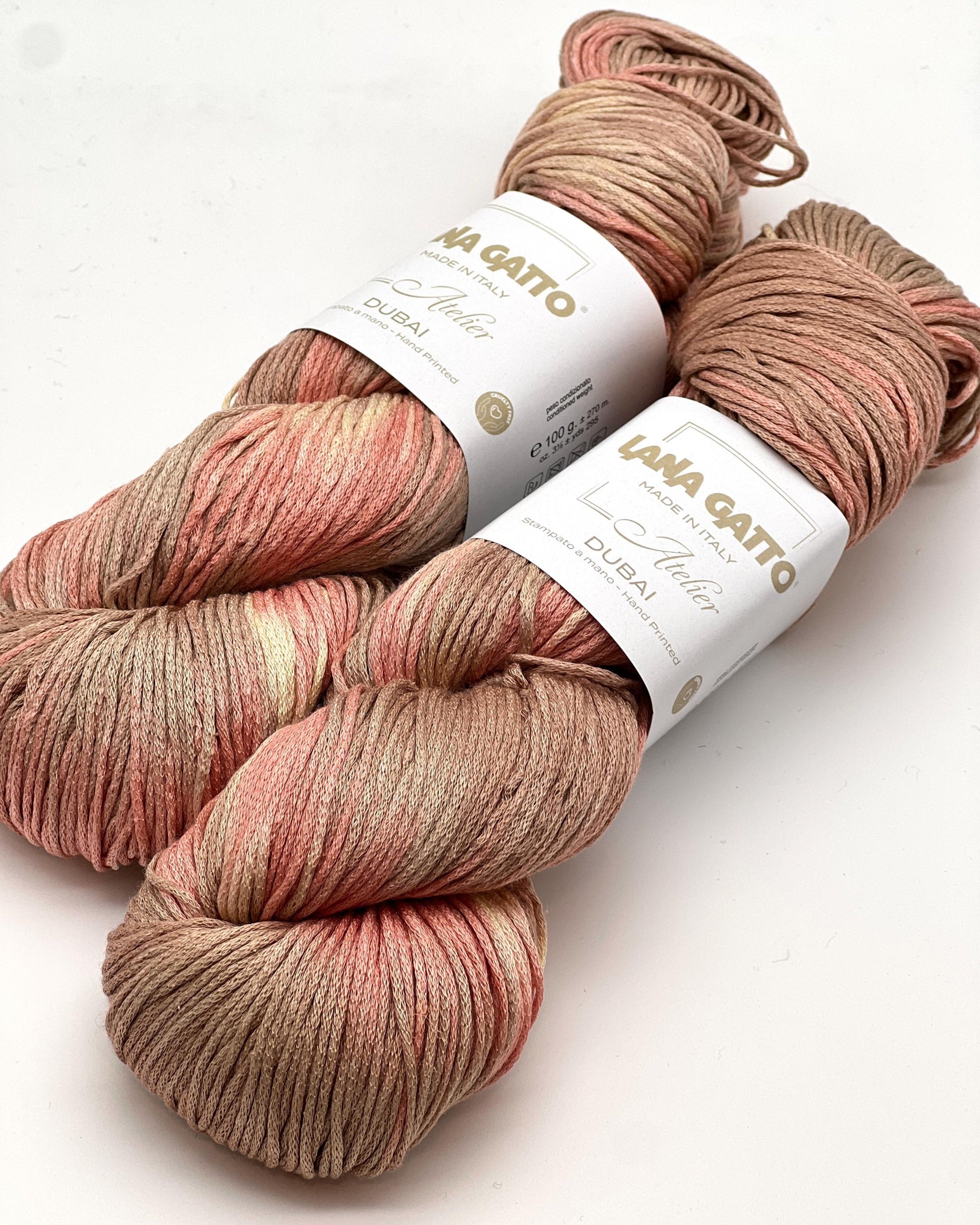 Lana Gatto DUBAI premium 72% Seta Silk and 28% Organic Cotton Italian sport weight yarn, hand-dyed for luxury summer knitting and crochet at iDOKNiT.