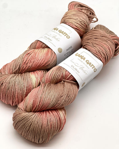 Lana Gatto DUBAI premium 72% Seta Silk and 28% Organic Cotton Italian sport weight yarn, hand-dyed for luxury summer knitting and crochet at iDOKNiT.