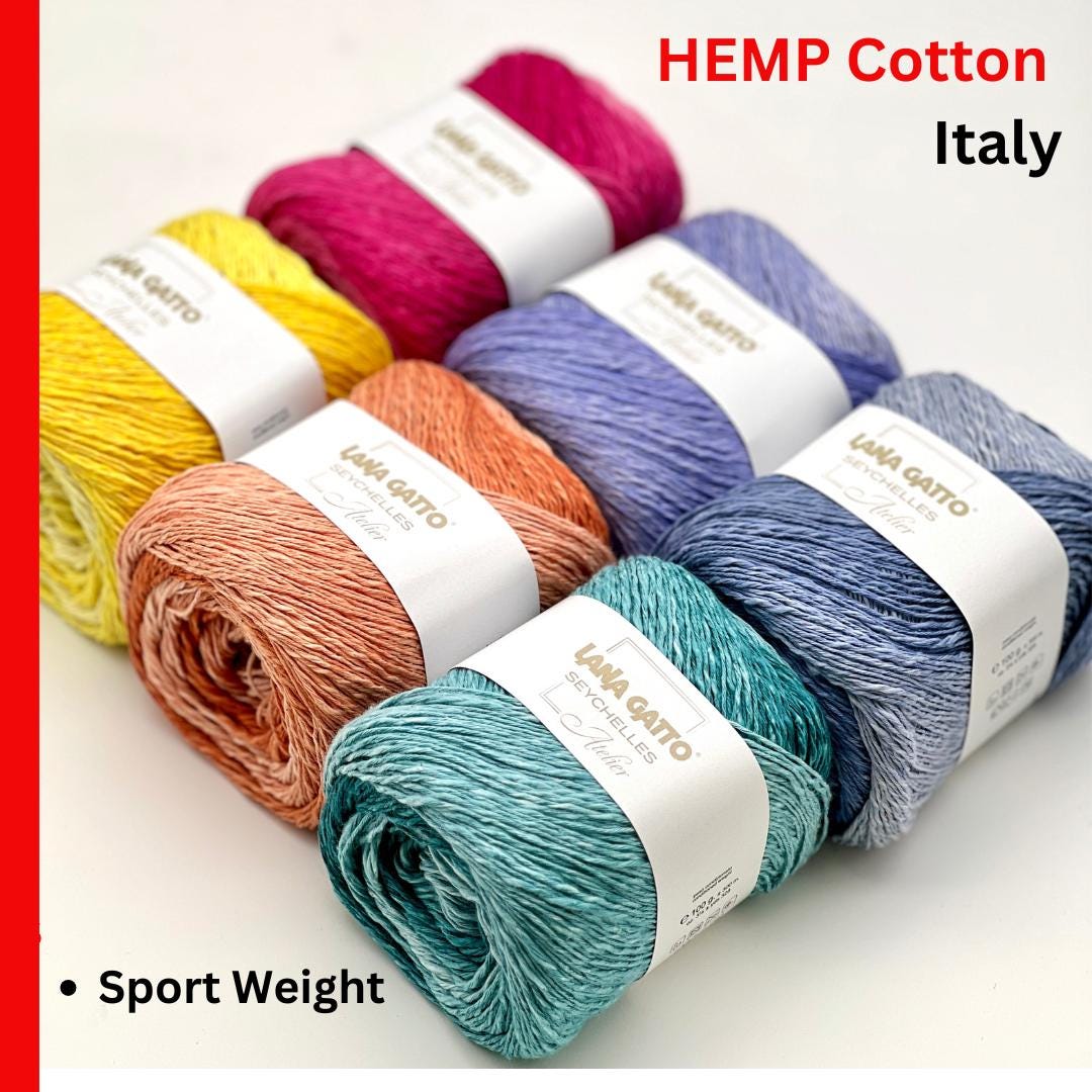Lana Gatto SEYCHELLES cotton and hemp Italian sport weight yarn for summer knitting at iDOKNiT.