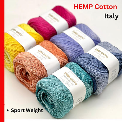 Lana Gatto SEYCHELLES cotton and hemp Italian sport weight yarn for summer knitting at iDOKNiT.