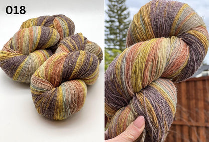Exclusive iDOKNiT fingering weight heritage yarn, DUNDAGA 6.1 from Paces Vilnas Fabrika, Latvia. A traditional single-ply blend of 70% Latvian wool and 30% Latvian merino, providing 420m per 100g. Processed to retain 70% natural lanolin for unique warmth and a soft bloom. Curated by iDOKNiT in various authentic multi-color batches for rustic, high-quality knitwear.