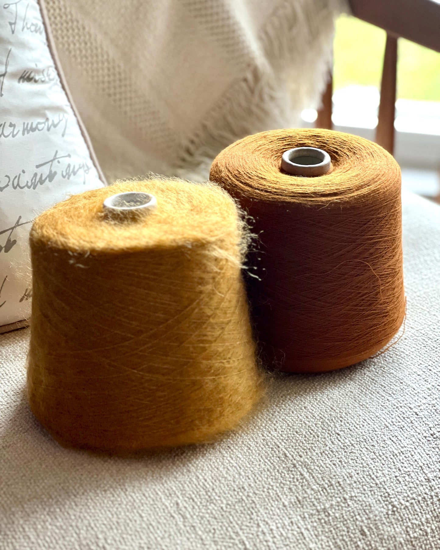 Silk Mohair and WISH Merino color-matched Italian yarns, iDOKNiT shop