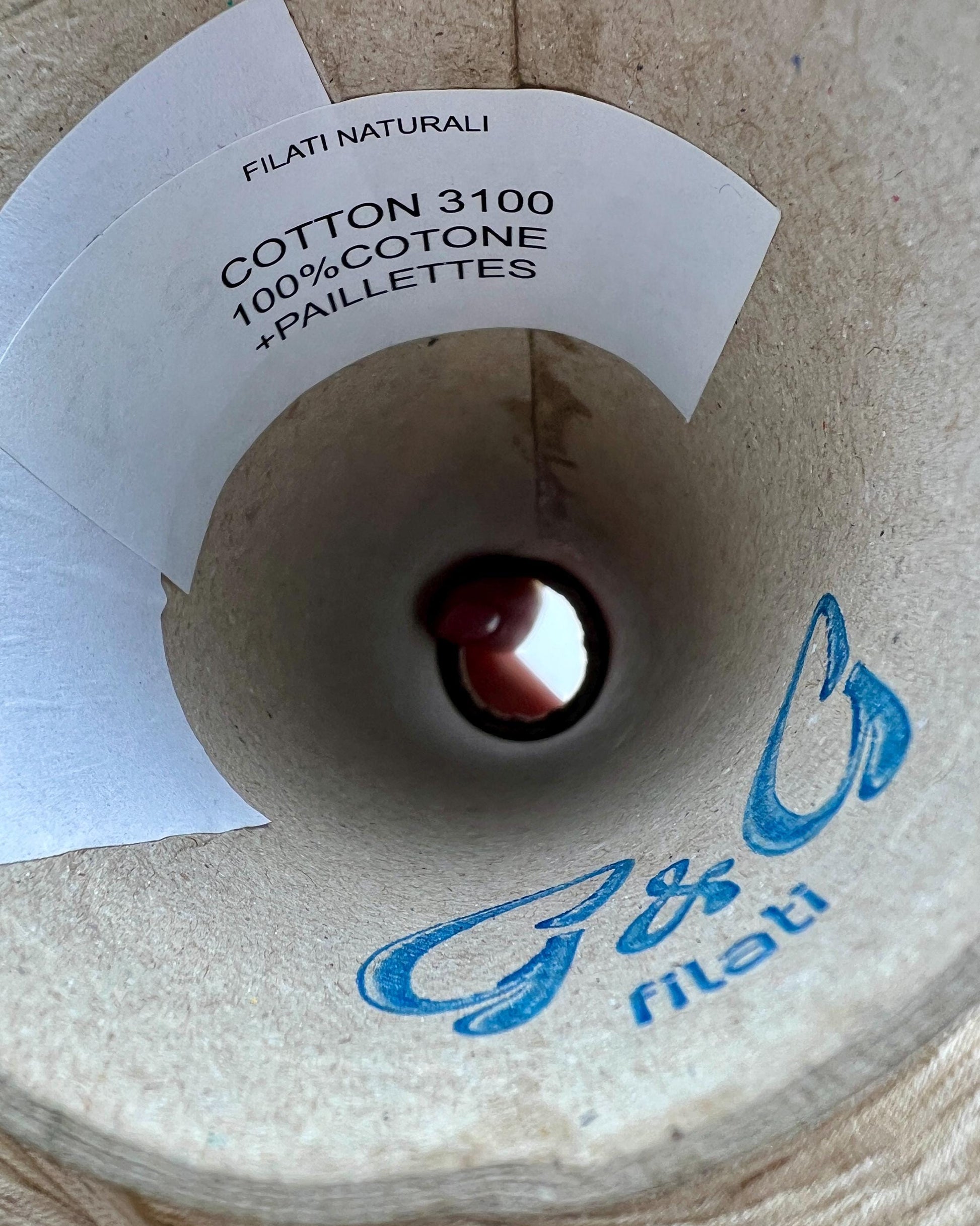 PAILLETTES Cotton yarn by Filati Naturali, Italy – 100% premium cotton with holographic 2mm sequins, ultra-soft and breathable with a sophisticated shimmer. Ideal for summer tops, evening shawls, and luxury knitwear. Premium Italian yarn available at iDOKNiT.com.