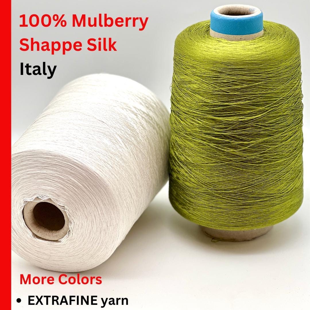 Luxury Italian mulberry silk yarn SESIA Precious Silk
Ultra-fine mulberry silk lace yarn for shawls and weaving
Italian silk yarn with luminous soft texture close up
SESIA precious mulberry silk yarn for couture knitwear
Luxury silk lace yarn for crochet sweaters and weaving
