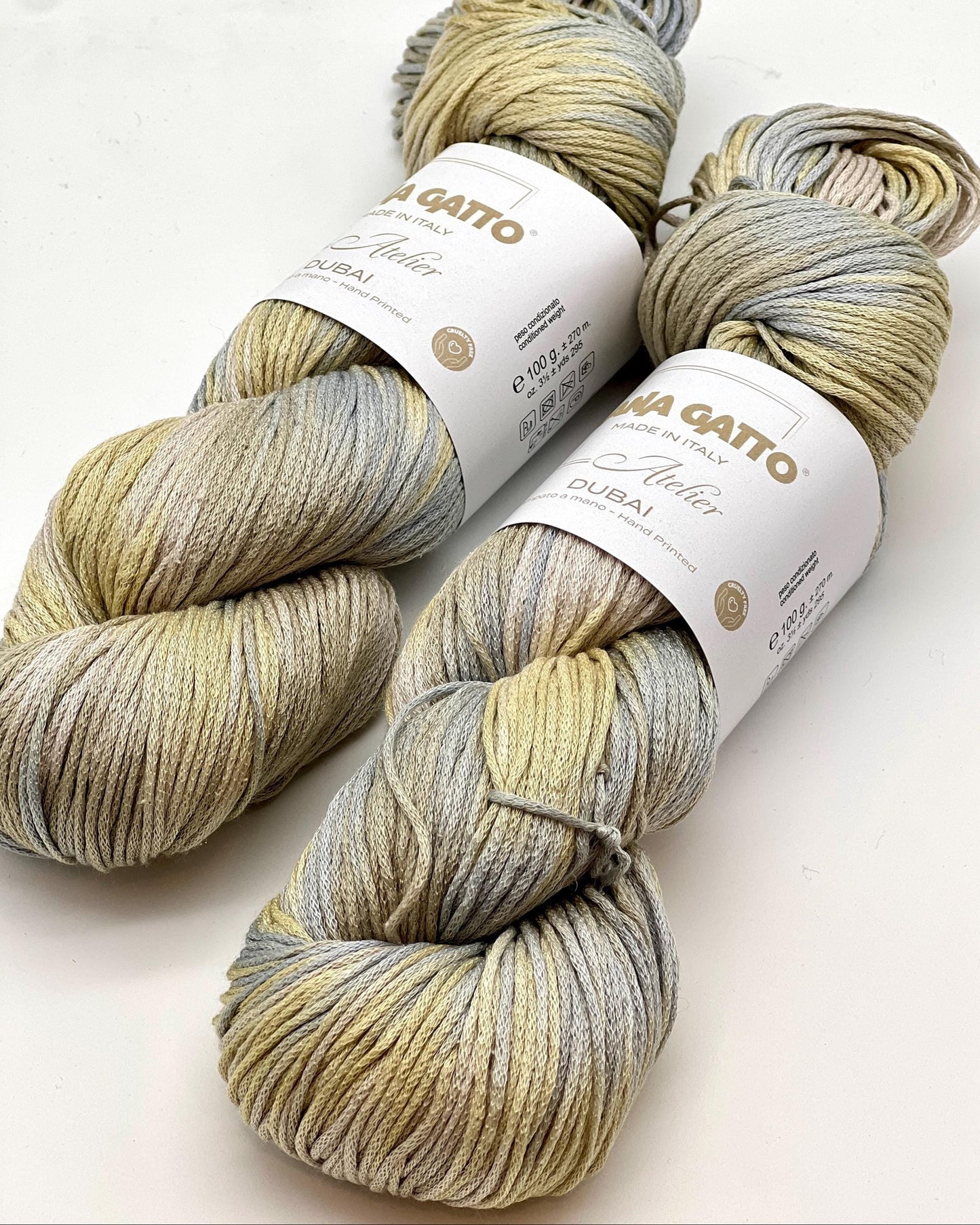 Lana Gatto DUBAI premium 72% Seta Silk and 28% Organic Cotton Italian sport weight yarn, hand-dyed for luxury summer knitting and crochet at iDOKNiT.