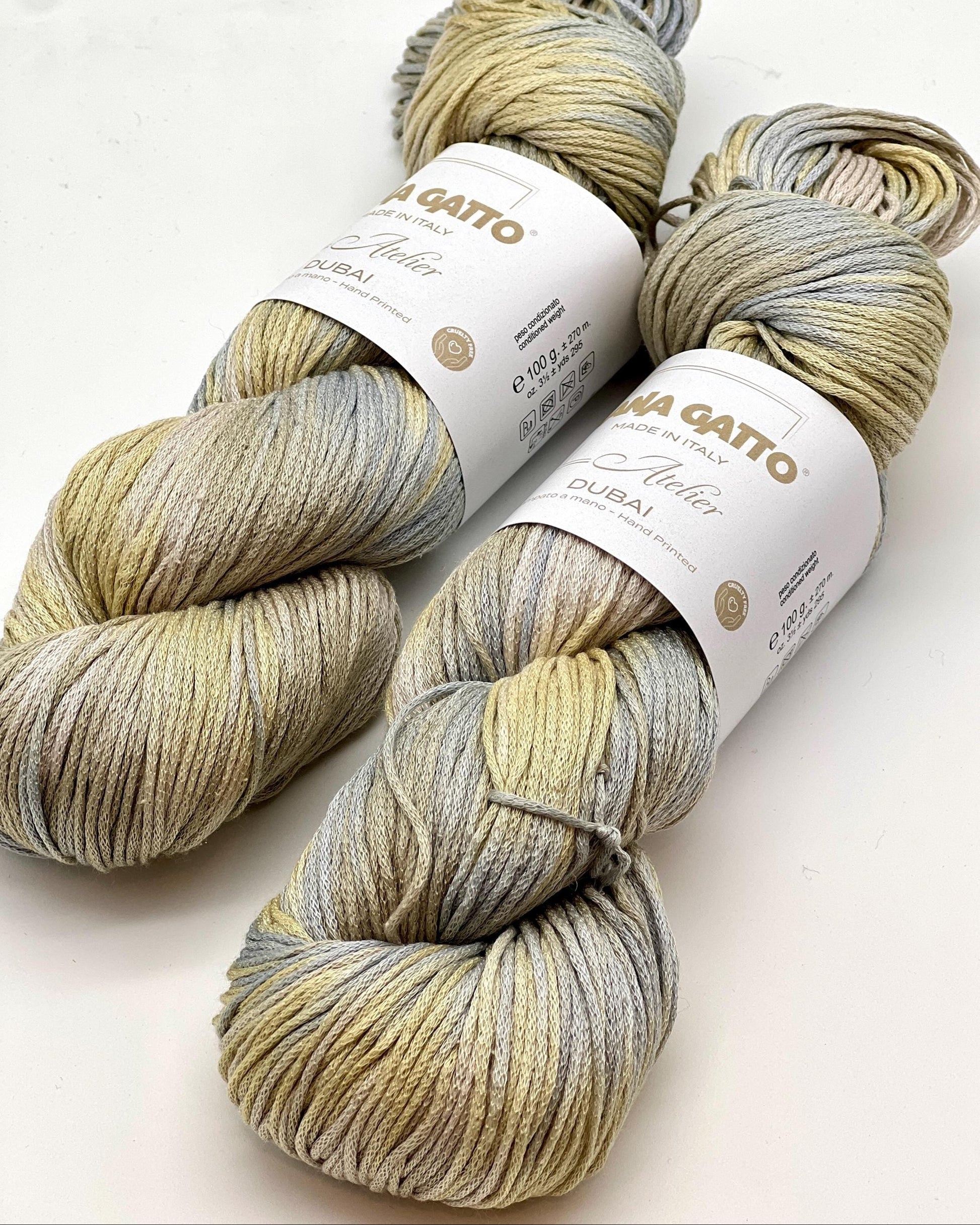 Lana Gatto DUBAI premium 72% Seta Silk and 28% Organic Cotton Italian sport weight yarn, hand-dyed for luxury summer knitting and crochet at iDOKNiT.