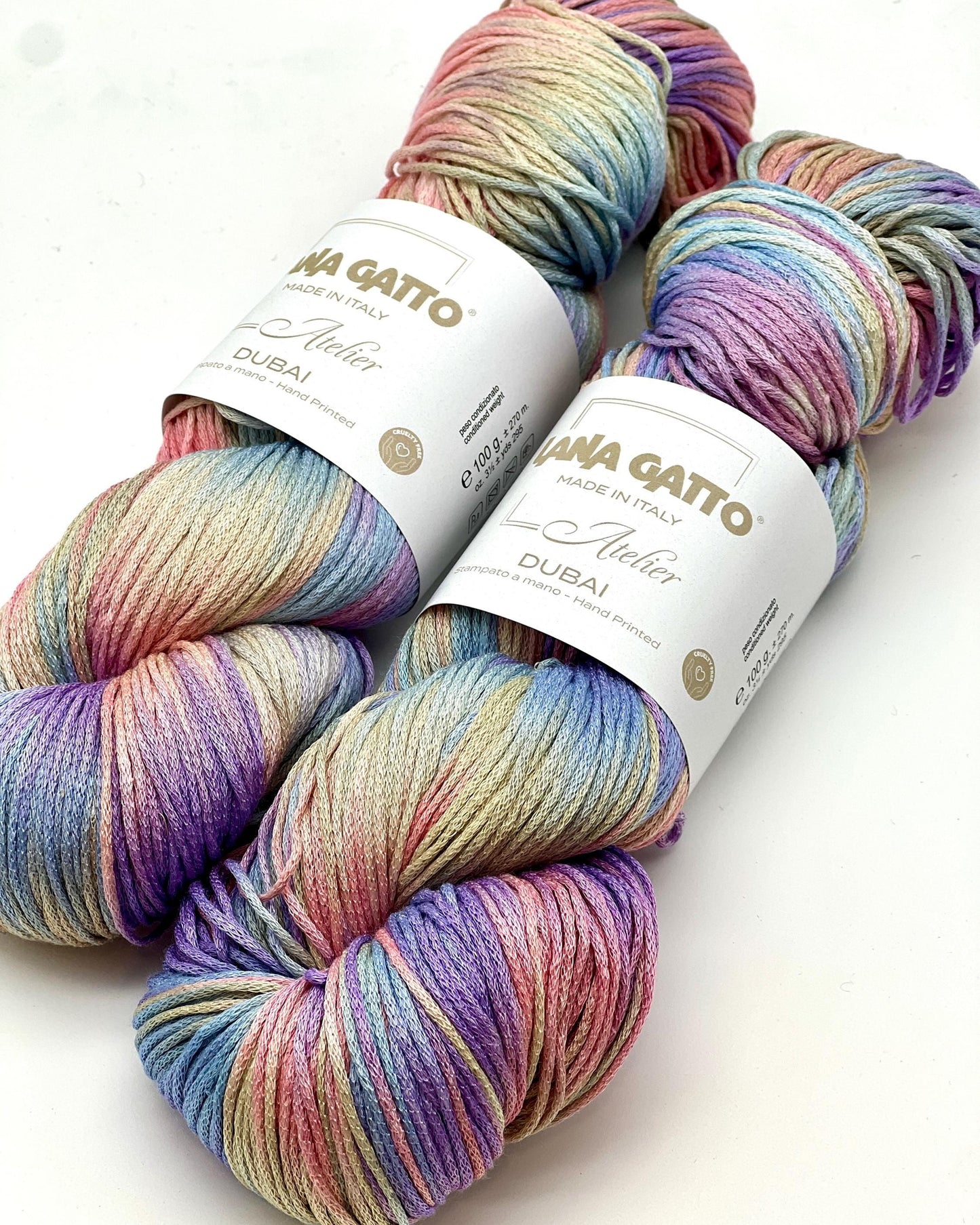 Lana Gatto DUBAI premium 72% Seta Silk and 28% Organic Cotton Italian sport weight yarn, hand-dyed for luxury summer knitting and crochet at iDOKNiT.