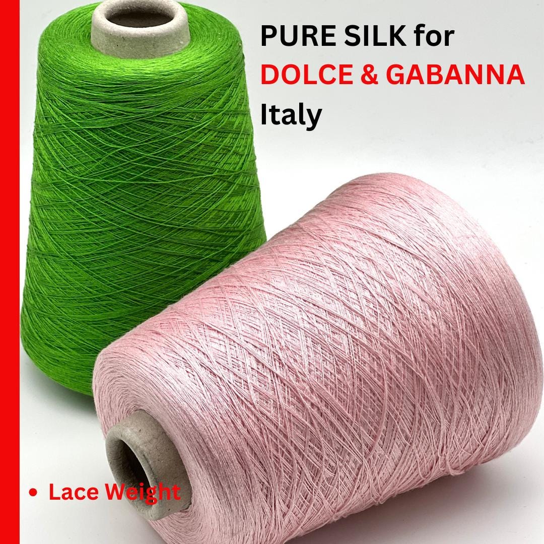 Fullonica 100% pure silk extra-fine lace weight yarn from iDOKNiT. Rare Italian-made fiber produced for Dolce & Gabbana, featuring a high-luster finish on cones for luxury knitting and weaving, 3000m per 100g.