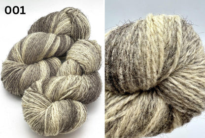 Exclusive iDOKNiT rare heritage yarn, 100% Romanov Sheep Wool 6.2 from Paces Vilnas Fabrika, Latvia. A professionally spun 6/2 two-ply DK weight that offers superior body and stability compared to single-ply versions while retaining 70% natural lanolin. Curated by iDOKNiT in natural grey and tweed-depth dyed shades for high-warmth, weather-resistant heritage sweaters and robust outdoor accessories.