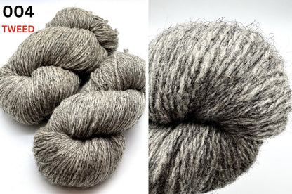 Exclusive iDOKNiT rare heritage yarn, 100% Romanov Sheep Wool 6.2 from Paces Vilnas Fabrika, Latvia. A professionally spun 6/2 two-ply DK weight that offers superior body and stability compared to single-ply versions while retaining 70% natural lanolin. Curated by iDOKNiT in natural grey and tweed-depth dyed shades for high-warmth, weather-resistant heritage sweaters and robust outdoor accessories.