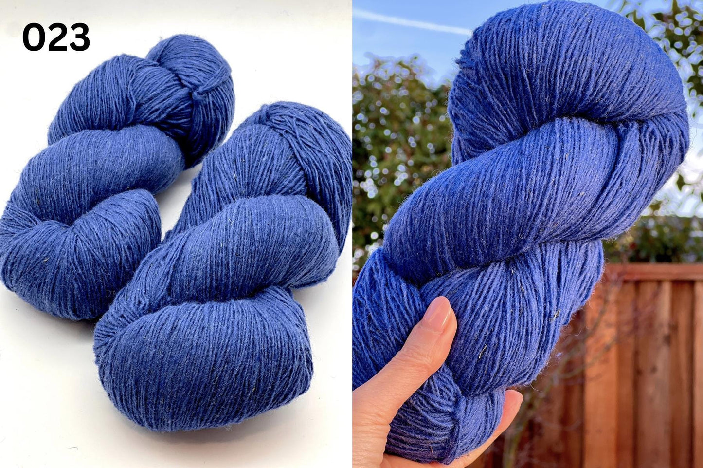 Exclusive iDOKNiT fingering weight heritage yarn, DUNDAGA 6.1 from Paces Vilnas Fabrika, Latvia. A traditional 6/1 single-ply blend of 70% Latvian wool and 30% Latvian merino, providing 460m per 100g. Curated by iDOKNiT in a spectrum of authentic blue and green Baltic shades (022, 023, 024, 054, 067, 069, 092) for rustic-refined knitwear with a soft, natural bloom.