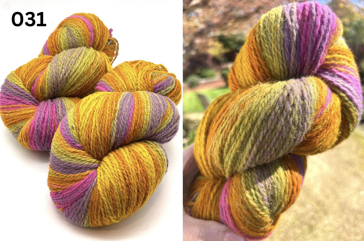 Dundaga hand dyed multicolored Latvian wool and merino fingering weight yarn from iDOKNiT
