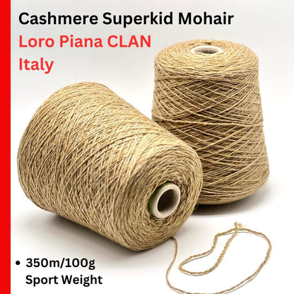 CLAN luxury cashmere mohair blend yarn from an exclusive Italian mill, sport weight yarn with soft halo and lightweight warmth